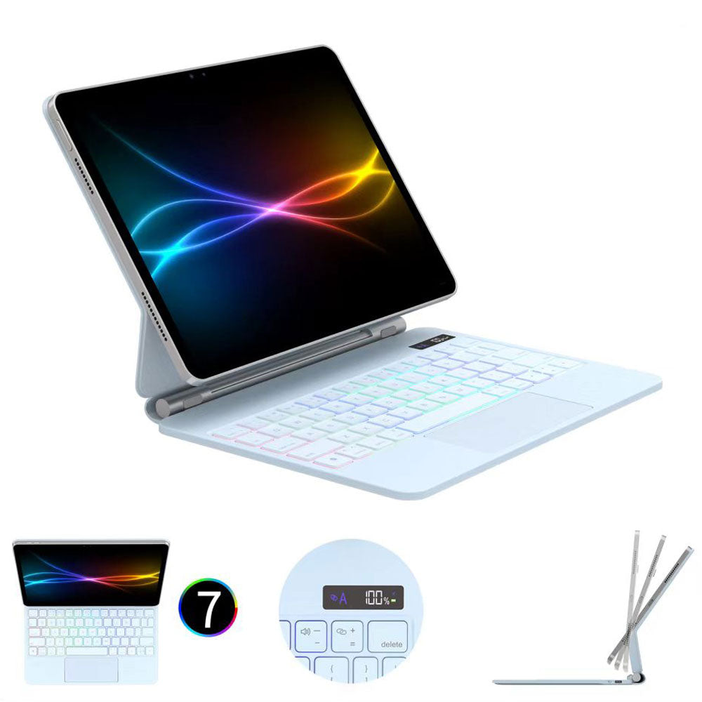 [Magic Keyboard] Magnetic Floating Stand, Precision Multi-Touch Trackpad, 7 Color Backlight, QWERTY, for Apple iPad Air 11" (M3/M2), Air 5th/4th Gen, iPad Pro 11" 4th/3rd/2nd/1st Gen)