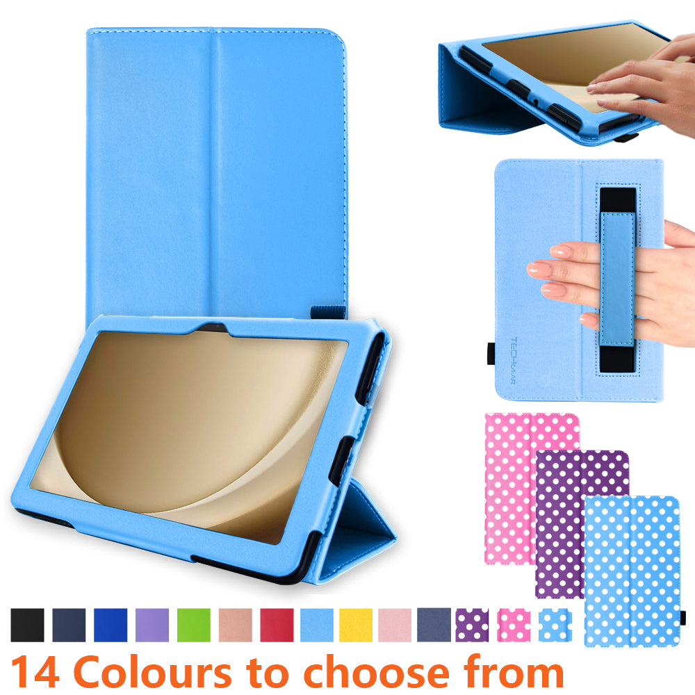 TECHGEAR Folio Case for Samsung Galaxy Tab A11+ & A9+ 11" (SM-X230/X236/X210/X215) – Leather Stand Cover with Hand Strap & Auto Sleep/Wake