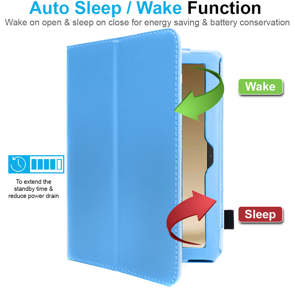 TECHGEAR Folio Case for Samsung Galaxy Tab A11+ & A9+ 11" (SM-X230/X236/X210/X215) – Leather Stand Cover with Hand Strap & Auto Sleep/Wake