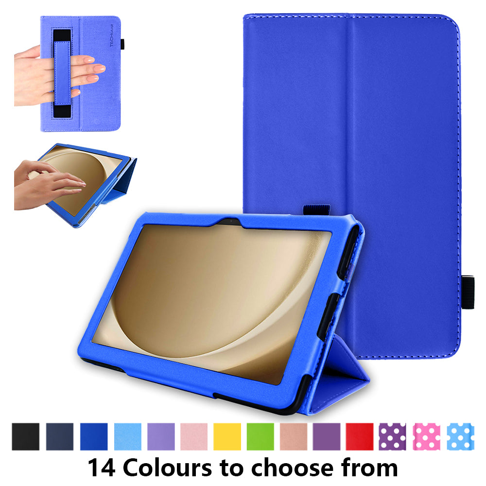 TECHGEAR Folio Case for Samsung Galaxy Tab A11+ & A9+ 11" (SM-X230/X236/X210/X215) – Leather Stand Cover with Hand Strap & Auto Sleep/Wake