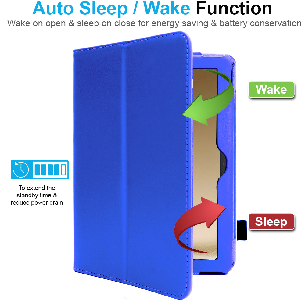 TECHGEAR Folio Case for Samsung Galaxy Tab A11+ & A9+ 11" (SM-X230/X236/X210/X215) – Leather Stand Cover with Hand Strap & Auto Sleep/Wake