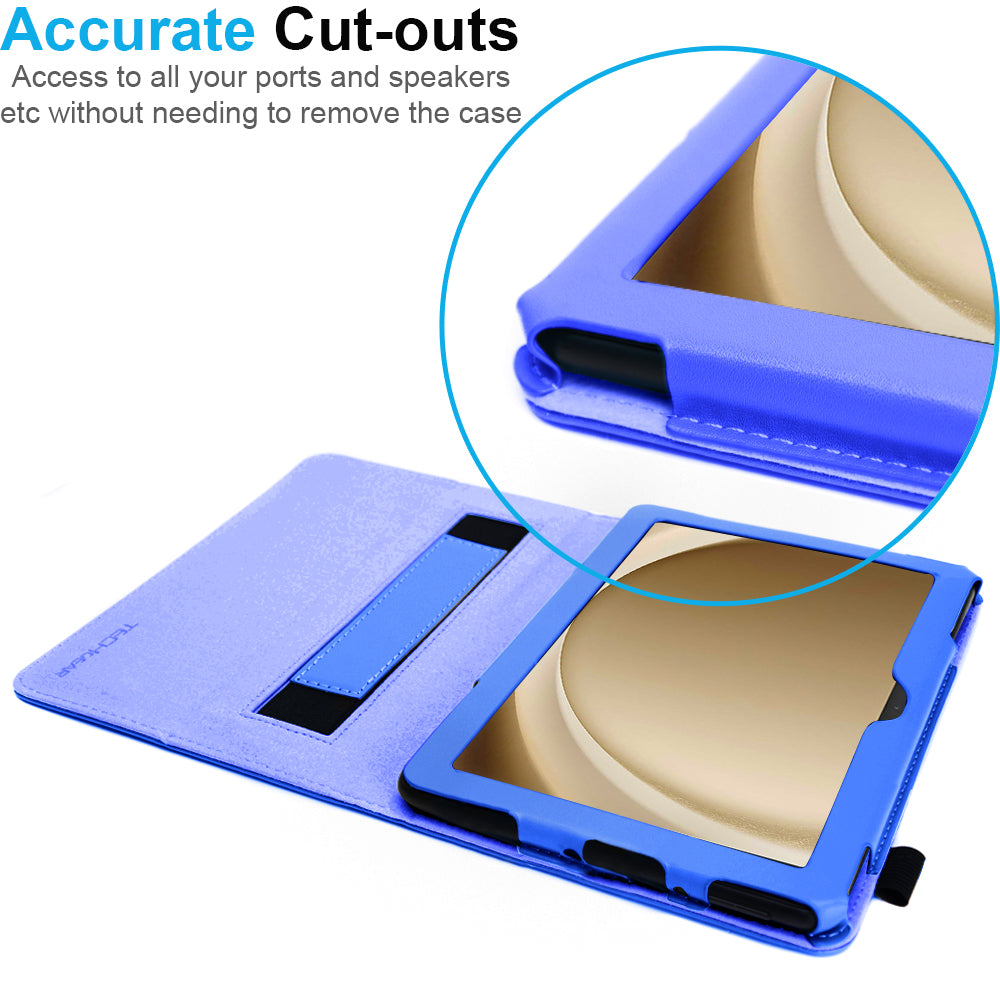 TECHGEAR Folio Case for Samsung Galaxy Tab A11+ & A9+ 11" (SM-X230/X236/X210/X215) – Leather Stand Cover with Hand Strap & Auto Sleep/Wake