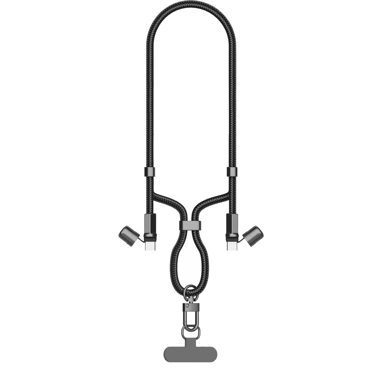 TECHGEAR USB-C to USB-C Lanyard Charging Cable 100W PD, Adjustable 45-80cm Wearable Crossbody Phone Neck Strap, Braided Fast Charge Cable