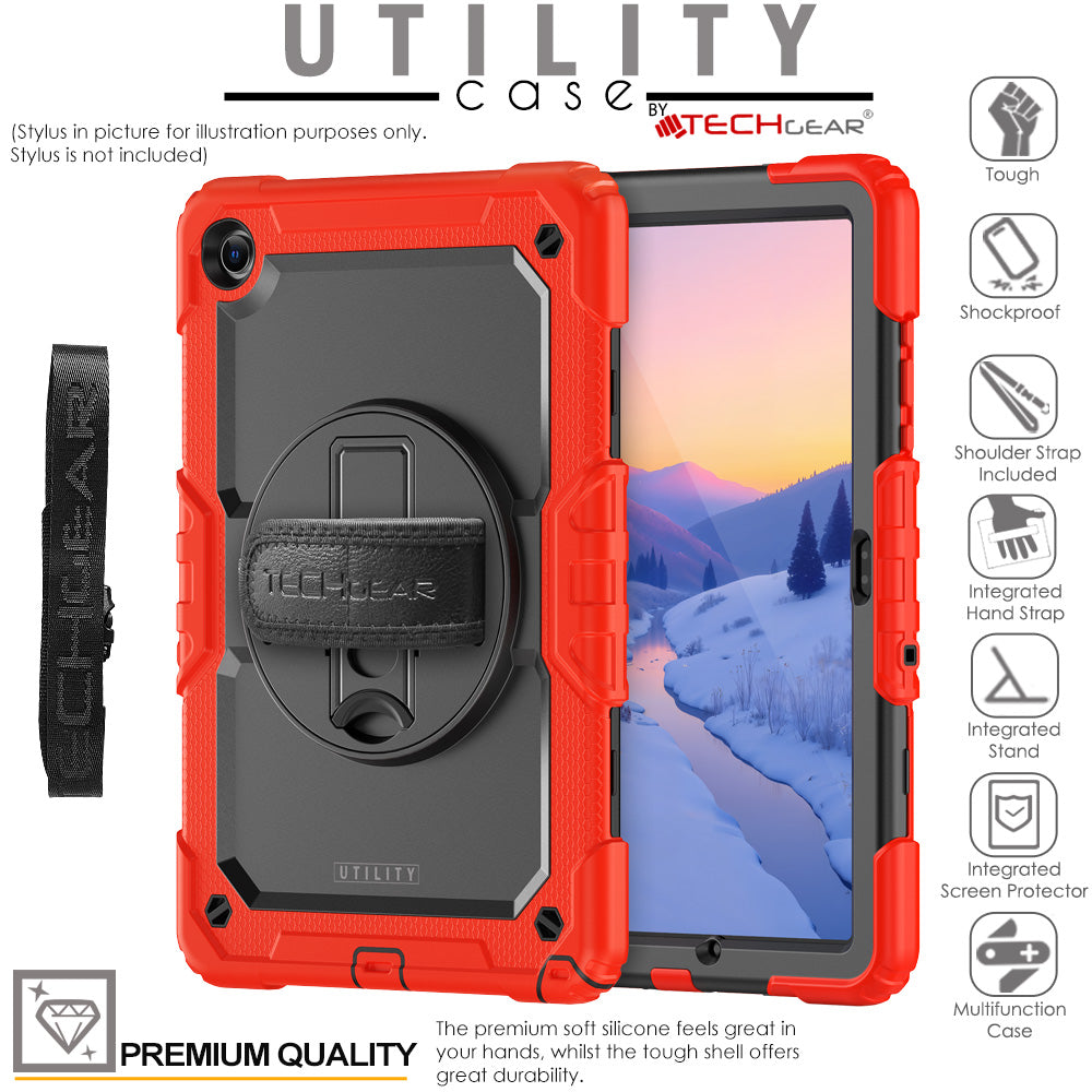 TECHGEAR Utility Case for Samsung Galaxy Tab A11+ (A11 Plus) 11" (SM-X230 / SM-X236) – Full Body Rugged Case with Stand, Hand Strap & Shoulder Strap
