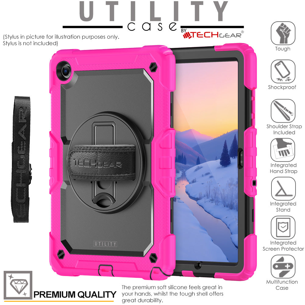 TECHGEAR Utility Case for Samsung Galaxy Tab A11+ (A11 Plus) 11" (SM-X230 / SM-X236) – Full Body Rugged Case with Stand, Hand Strap & Shoulder Strap