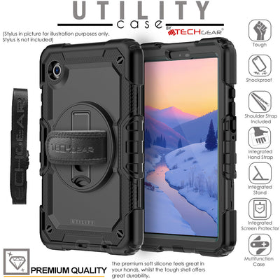 TECHGEAR UTILITY Case for Samsung Galaxy Tab A11 8.7" (SM-X130 / SM-X135) Tough Rugged Shockproof Case, 360 Stand, Hand Strap & Shoulder Strap