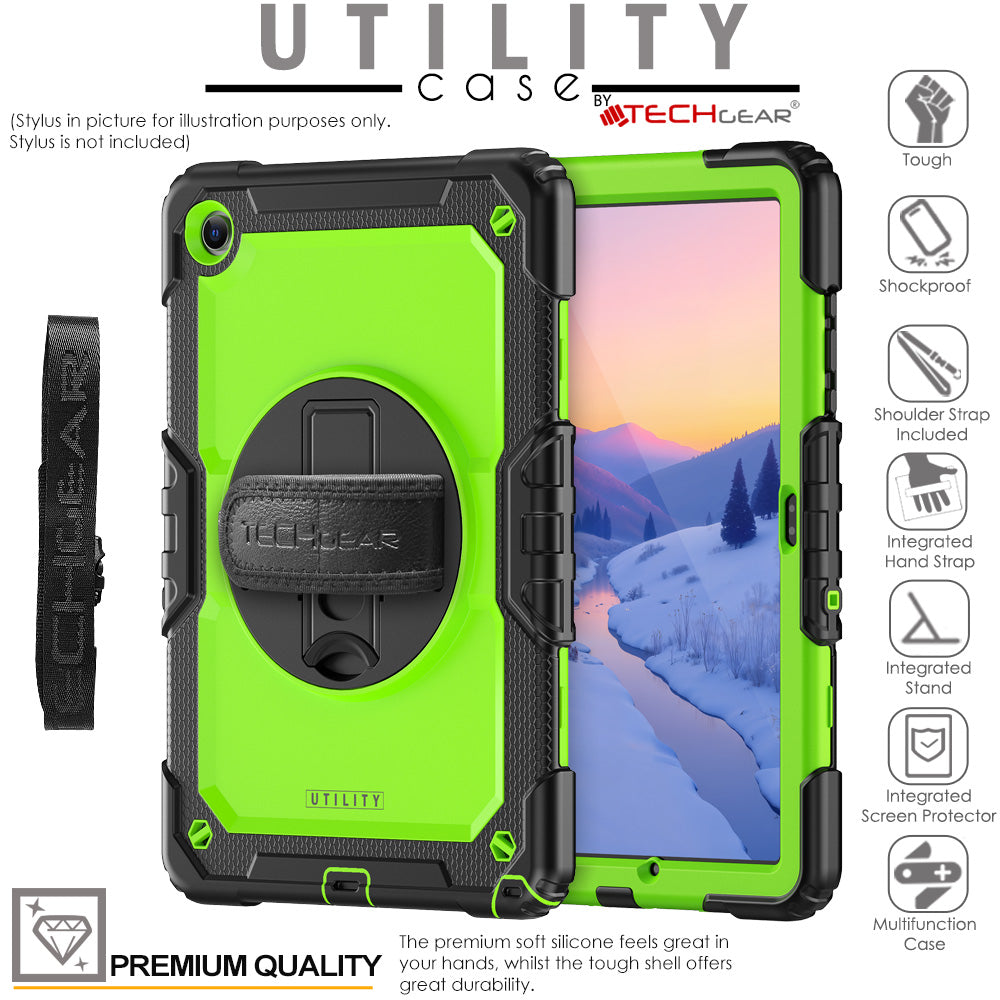 TECHGEAR Utility Case for Samsung Galaxy Tab A11+ (A11 Plus) 11" (SM-X230 / SM-X236) – Full Body Rugged Case with Stand, Hand Strap & Shoulder Strap