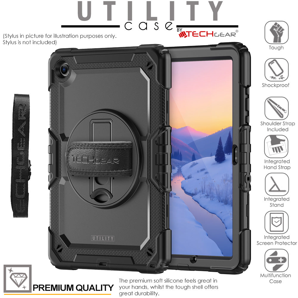 TECHGEAR Utility Case for Samsung Galaxy Tab A11+ (A11 Plus) 11" (SM-X230 / SM-X236) – Full Body Rugged Case with Stand, Hand Strap & Shoulder Strap