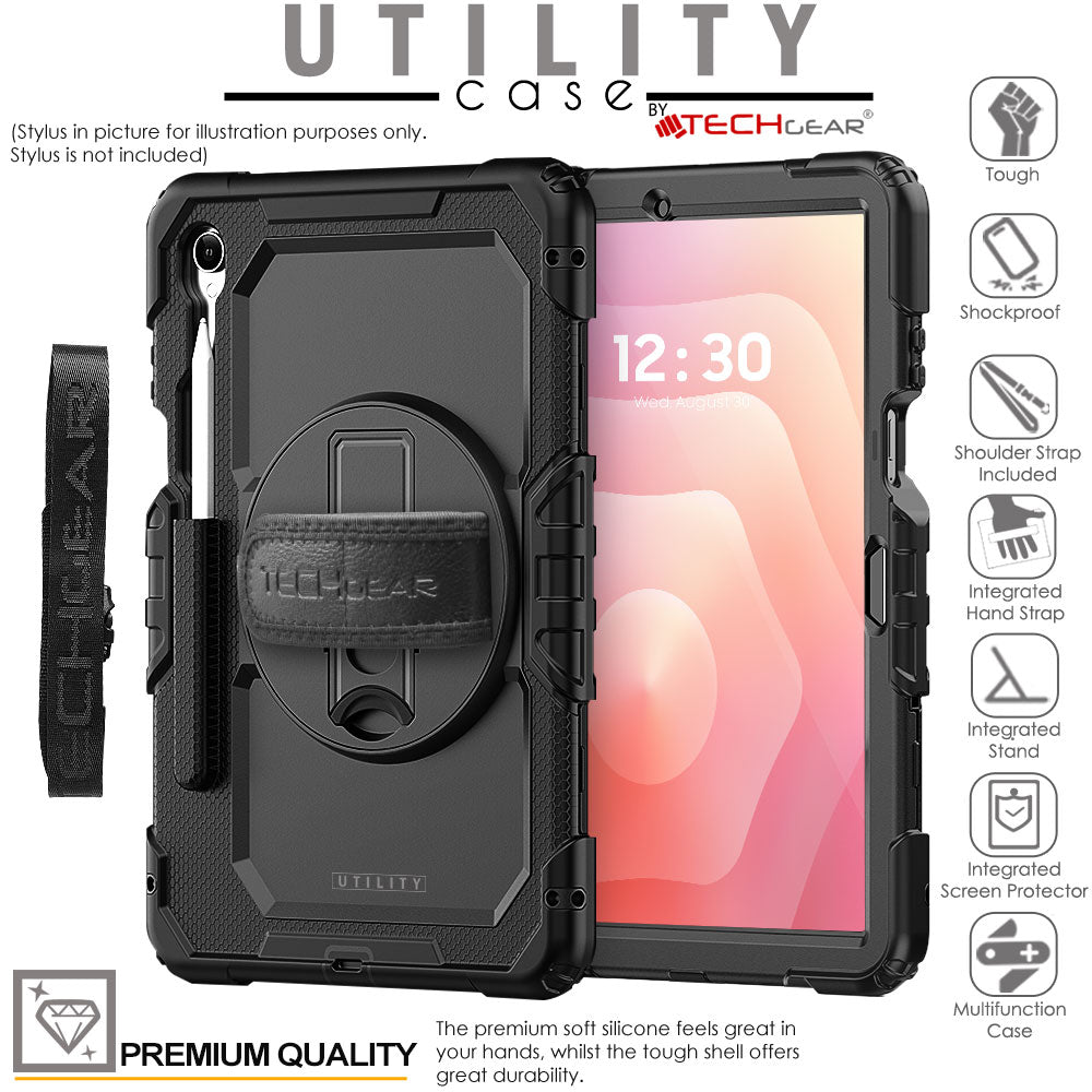 TECHGEAR UTILITY Case for Samsung Galaxy Tab S11 11" (SM-X730 / SM-X736) Tough Rugged Shockproof Case with S-Pen Holder, 360 Stand, Hand Strap & Shoulder Strap