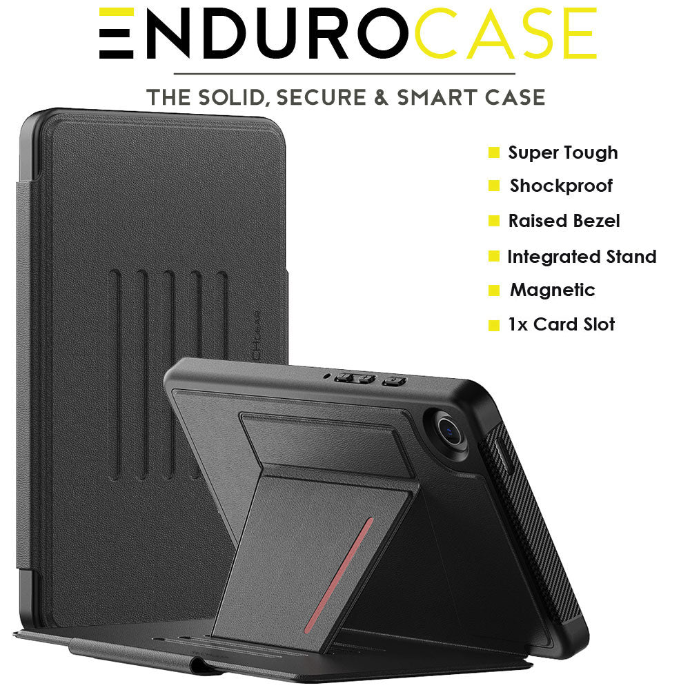 TECHGEAR Enduro Case for Samsung Galaxy Tab A11 8.7" (SM-X130 / SM-X135) - Tough 7 Rugged Magnetic Flip Case with Multi-Angle Stand, Card Slots & Trolley Compatibility