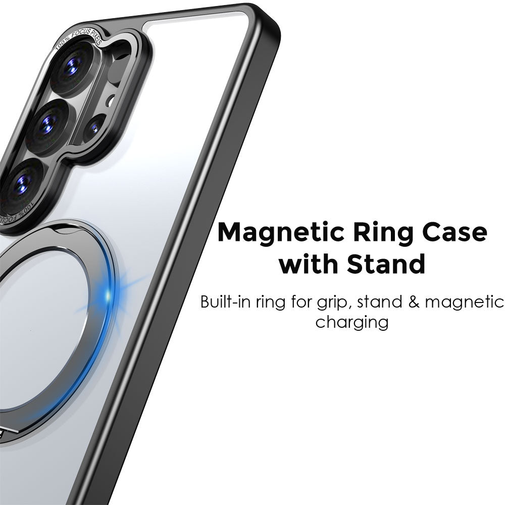 TECHGEAR Magnetic Stand Case for Samsung Galaxy S26 Ultra - Shockproof Hybrid Cover with 360° Ring Holder, Hard Back & Wireless Charging Compatible