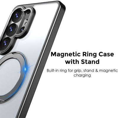 TECHGEAR Magnetic Stand Case for Samsung Galaxy S26 Ultra - Shockproof Hybrid Cover with 360° Ring Holder, Hard Back & Wireless Charging Compatible