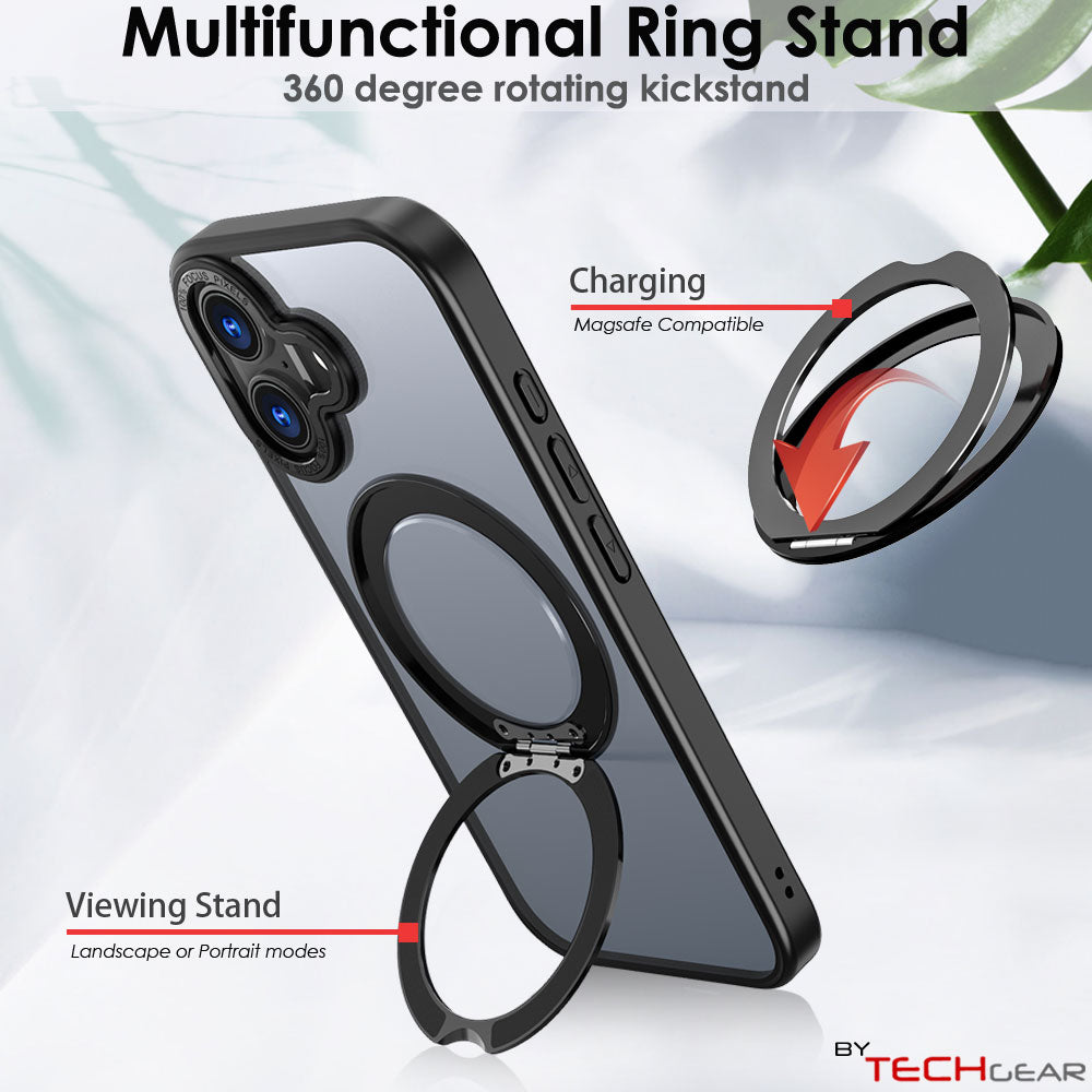 [Magnetic Ring Kickstand] For Apple iPhone 17, Slim, Tough Shockproof Armour, MagSafe Compatible Case with Stand
