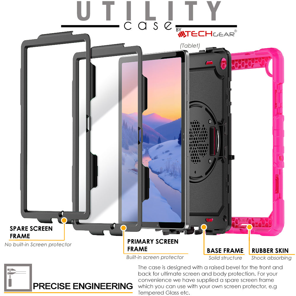 TECHGEAR Utility Case for Samsung Galaxy Tab A11+ (A11 Plus) 11" (SM-X230 / SM-X236) – Full Body Rugged Case with Stand, Hand Strap & Shoulder Strap