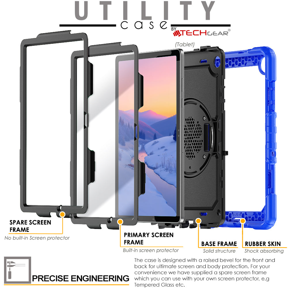TECHGEAR Utility Case for Samsung Galaxy Tab A11+ (A11 Plus) 11" (SM-X230 / SM-X236) – Full Body Rugged Case with Stand, Hand Strap & Shoulder Strap