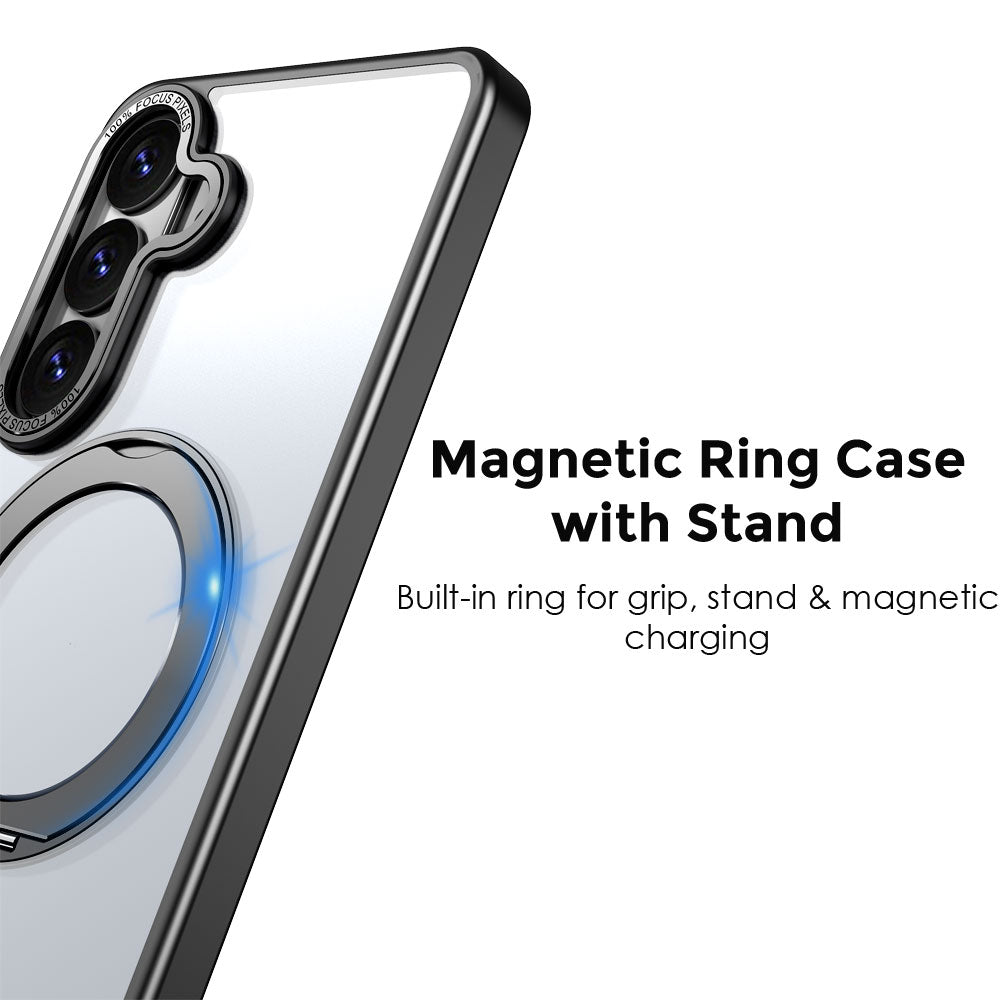 TECHGEAR Magnetic Stand Case for Samsung Galaxy S26 Plus - Shockproof Hybrid Cover with 360° Ring Holder, Hard Back & Wireless Charging Compatible