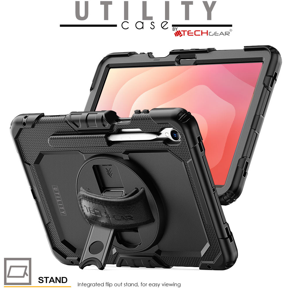 TECHGEAR UTILITY Case for Samsung Galaxy Tab S11 11" (SM-X730 / SM-X736) Tough Rugged Shockproof Case with S-Pen Holder, 360 Stand, Hand Strap & Shoulder Strap