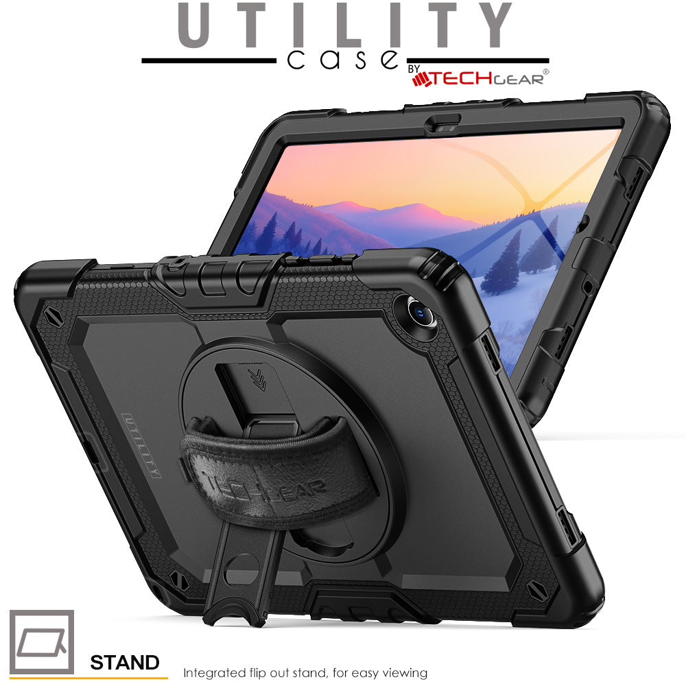 TECHGEAR Utility Case for Samsung Galaxy Tab A11+ (A11 Plus) 11" (SM-X230 / SM-X236) – Full Body Rugged Case with Stand, Hand Strap & Shoulder Strap