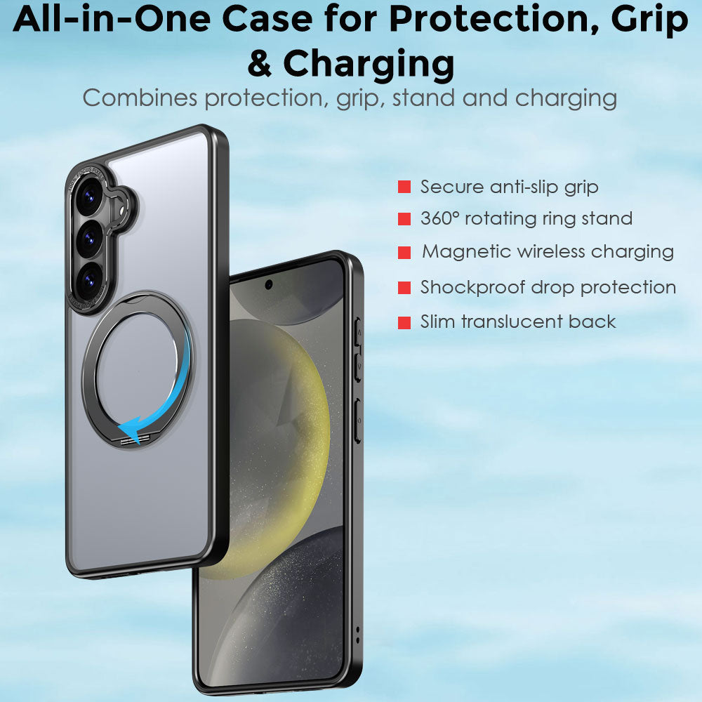 TECHGEAR Magnetic Stand Case for Samsung Galaxy S26 Plus - Shockproof Hybrid Cover with 360° Ring Holder, Hard Back & Wireless Charging Compatible