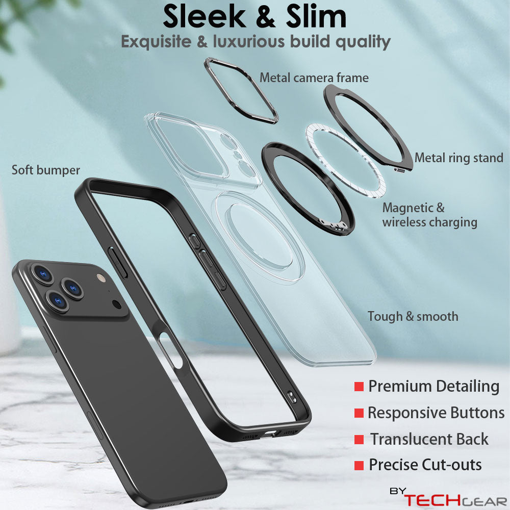 [Magnetic Ring Kickstand] For Apple iPhone 17 Pro Max, Slim, Tough Shockproof Armour, MagSafe Compatible Case with Stand