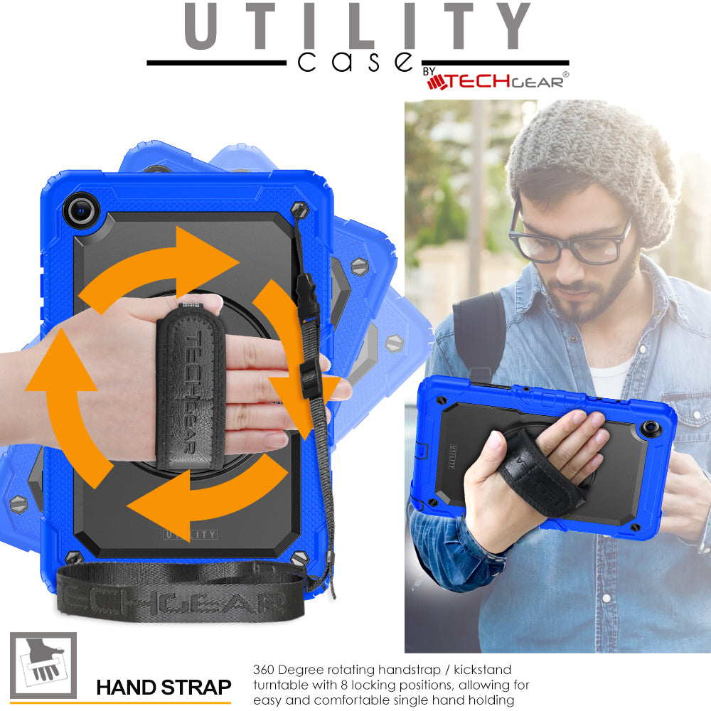 TECHGEAR Utility Case for Samsung Galaxy Tab A11+ (A11 Plus) 11" (SM-X230 / SM-X236) – Full Body Rugged Case with Stand, Hand Strap & Shoulder Strap