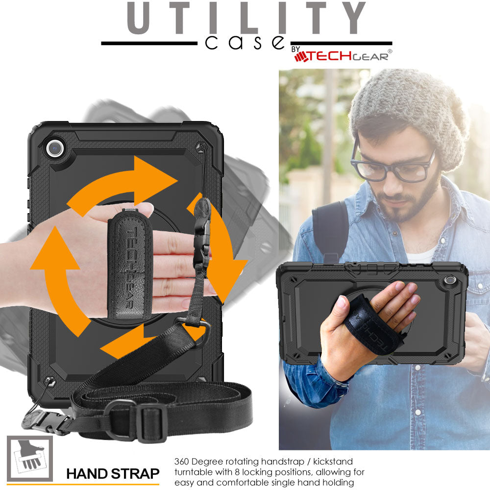 TECHGEAR Utility Case for Samsung Galaxy Tab A11+ (A11 Plus) 11" (SM-X230 / SM-X236) – Full Body Rugged Case with Stand, Hand Strap & Shoulder Strap