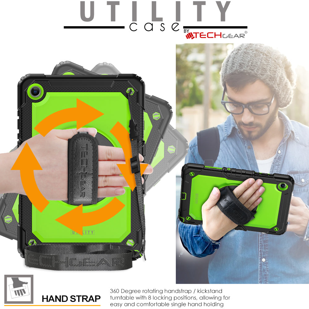 TECHGEAR Utility Case for Samsung Galaxy Tab A11+ (A11 Plus) 11" (SM-X230 / SM-X236) – Full Body Rugged Case with Stand, Hand Strap & Shoulder Strap