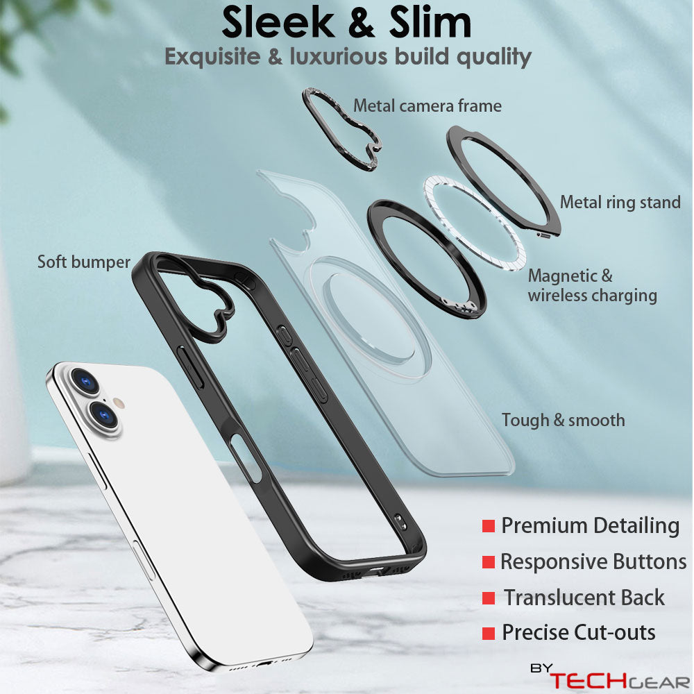 [Magnetic Ring Kickstand] For Apple iPhone 17, Slim, Tough Shockproof Armour, MagSafe Compatible Case with Stand