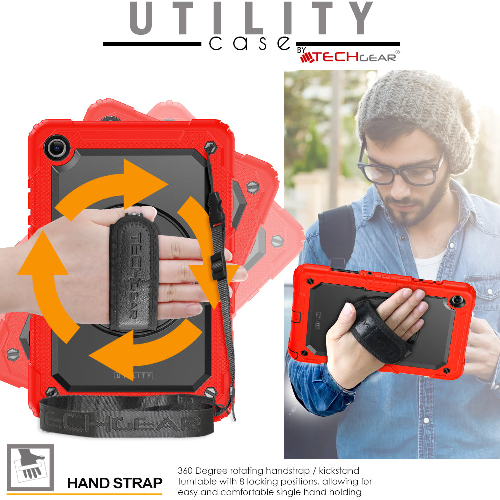 TECHGEAR Utility Case for Samsung Galaxy Tab A11+ (A11 Plus) 11" (SM-X230 / SM-X236) – Full Body Rugged Case with Stand, Hand Strap & Shoulder Strap