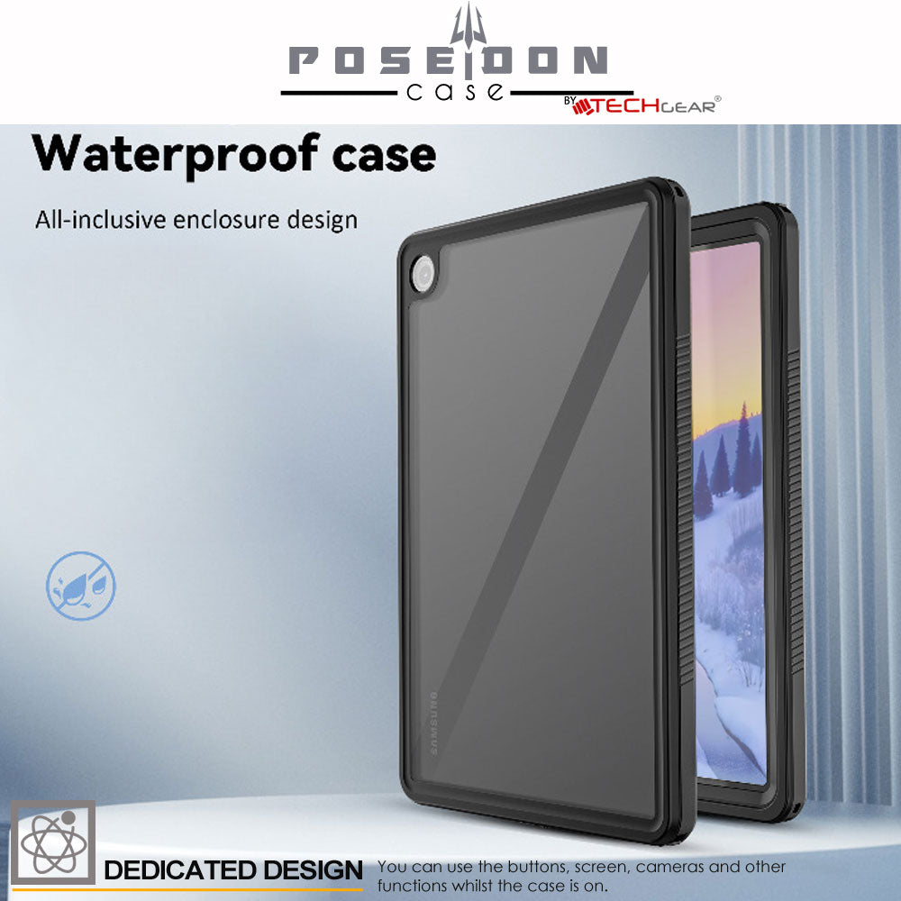 TECHGEAR Poseidon Waterproof Case for Samsung Galaxy Tab A11 Plus / A11+ 11" (SM-X230 / SM-X236) – IP68 Submersible Shockproof Case with Screen Protector, Stand & Shoulder Strap