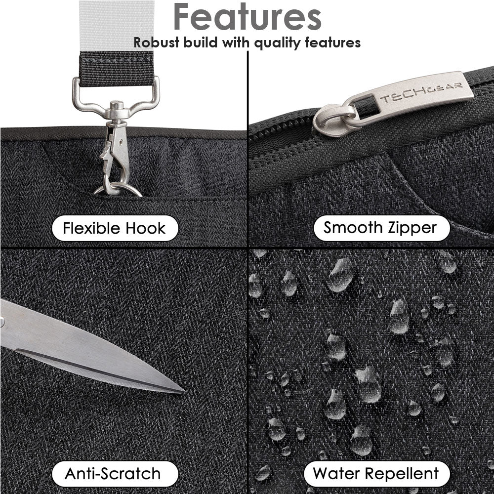 TECHGEAR UrbanDash Laptop Case – 4-in-1 Portable Laptop Sleeve with Strap, Handles & Trolley Belt, Shockproof Carry Case (Available in 5 Colours, and Sizes 11–15.6”)