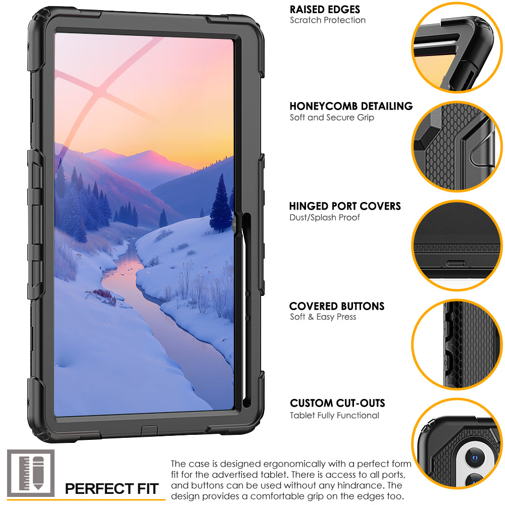 TECHGEAR UTILITY Case for Samsung Galaxy Tab S11 Ultra 14.6" (SM-X930/X936) – Heavy Duty Rugged Case with Stand, Hand Strap & Shoulder Strap