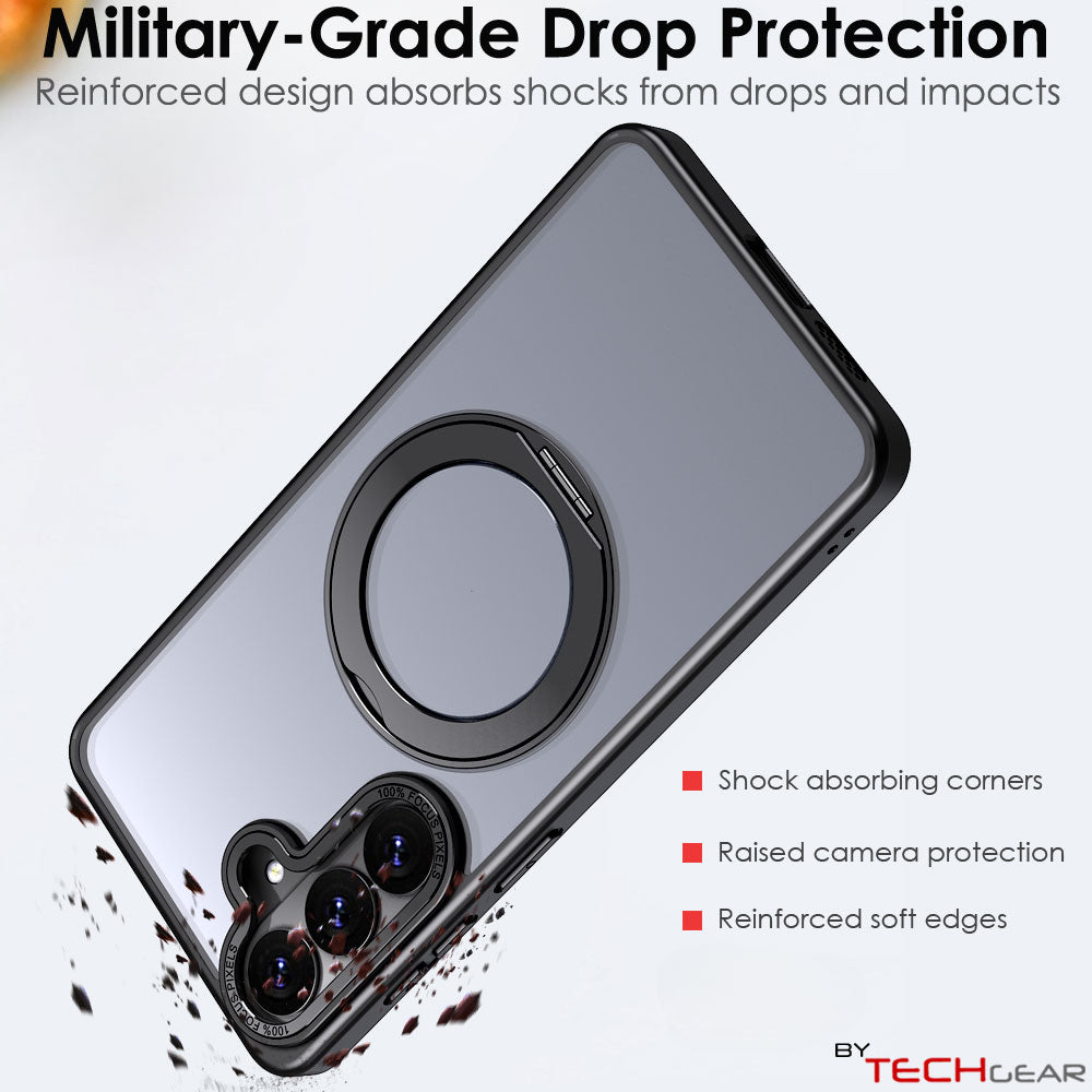 TECHGEAR Magnetic Stand Case for Samsung Galaxy S26 Plus - Shockproof Hybrid Cover with 360° Ring Holder, Hard Back & Wireless Charging Compatible