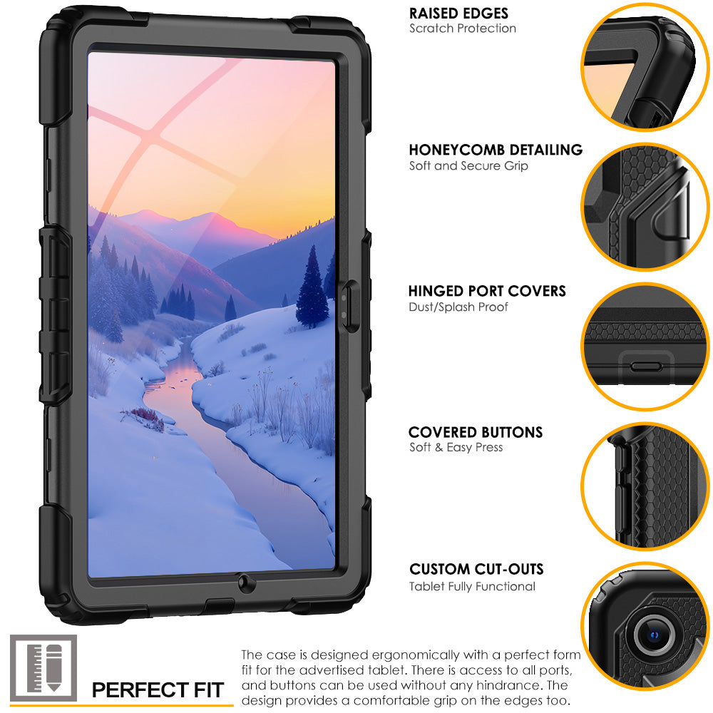 TECHGEAR Utility Case for Samsung Galaxy Tab A11+ (A11 Plus) 11" (SM-X230 / SM-X236) – Full Body Rugged Case with Stand, Hand Strap & Shoulder Strap