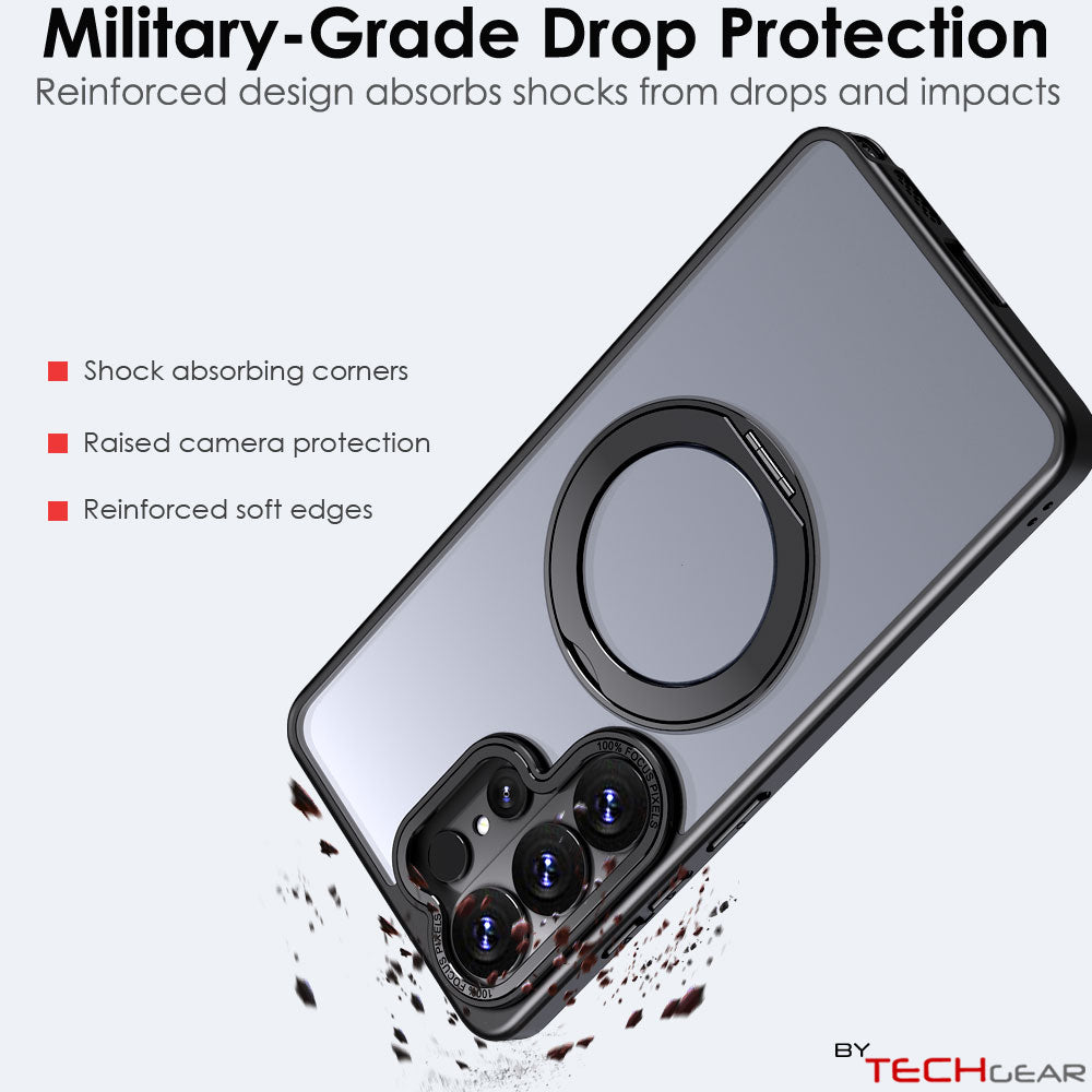 TECHGEAR Magnetic Stand Case for Samsung Galaxy S26 Ultra - Shockproof Hybrid Cover with 360° Ring Holder, Hard Back & Wireless Charging Compatible