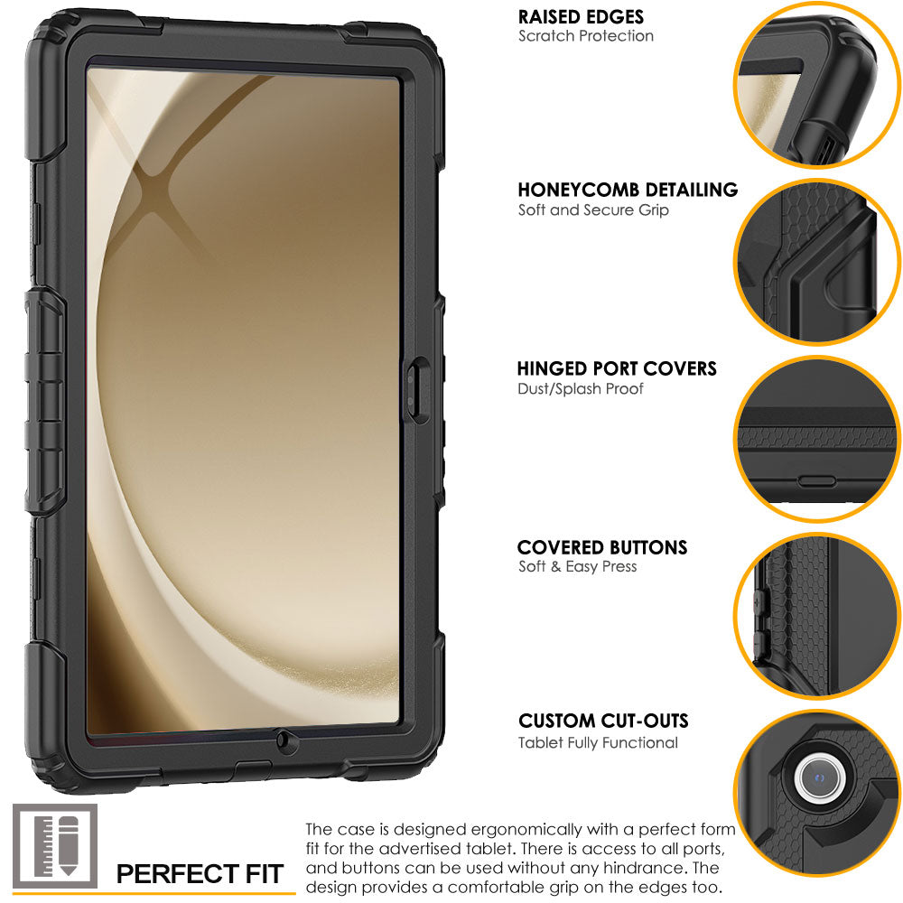 TECHGEAR Utility Case for Samsung Galaxy Tab A11+ (A11 Plus) 11" (SM-X230 / SM-X236) – Full Body Rugged Case with Stand, Hand Strap & Shoulder Strap