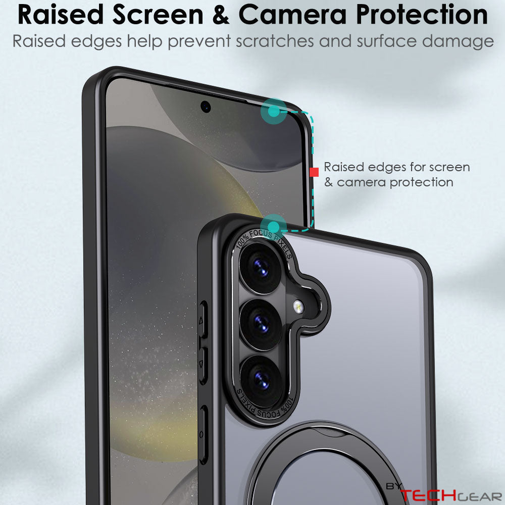 TECHGEAR Magnetic Stand Case for Samsung Galaxy S26 Plus - Shockproof Hybrid Cover with 360° Ring Holder, Hard Back & Wireless Charging Compatible