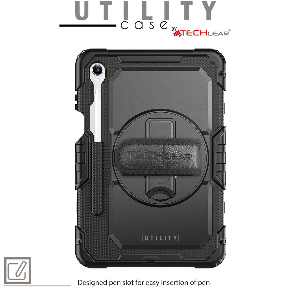 TECHGEAR UTILITY Case for Samsung Galaxy Tab S11 11" (SM-X730 / SM-X736) Tough Rugged Shockproof Case with S-Pen Holder, 360 Stand, Hand Strap & Shoulder Strap