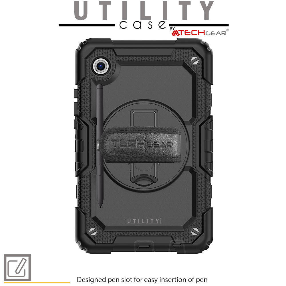 TECHGEAR UTILITY Case for Samsung Galaxy Tab A11 8.7" (SM-X130 / SM-X135) Tough Rugged Shockproof Case, 360 Stand, Hand Strap & Shoulder Strap