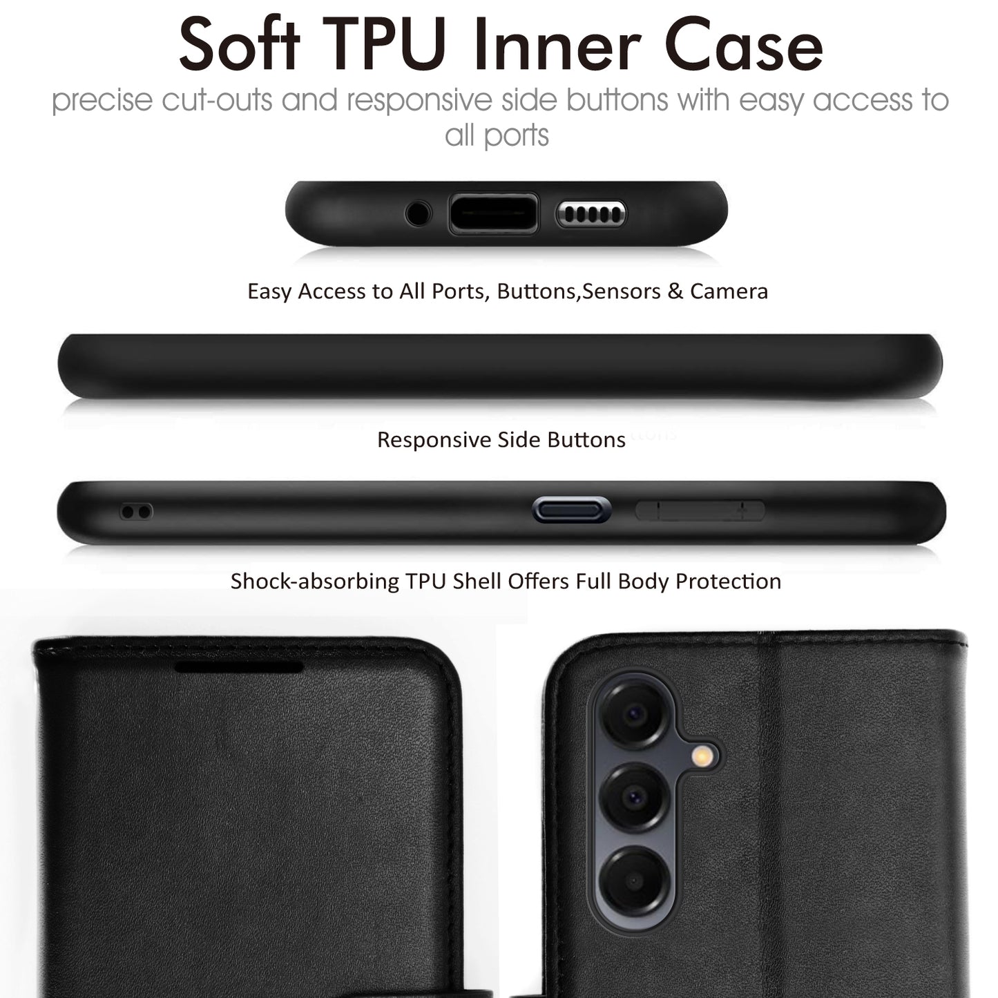 TECHGEAR Wallet Case for Samsung Galaxy A26 5G | RFID Blocking Leather Flip Cover with Card Holder, Stand, Magnetic Closure & Wrist Strap