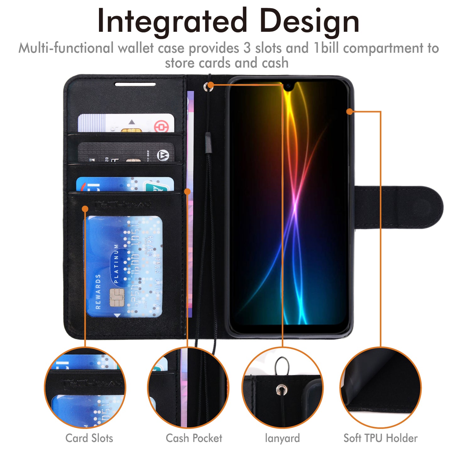 TECHGEAR Wallet Case for Samsung Galaxy A26 5G | RFID Blocking Leather Flip Cover with Card Holder, Stand, Magnetic Closure & Wrist Strap