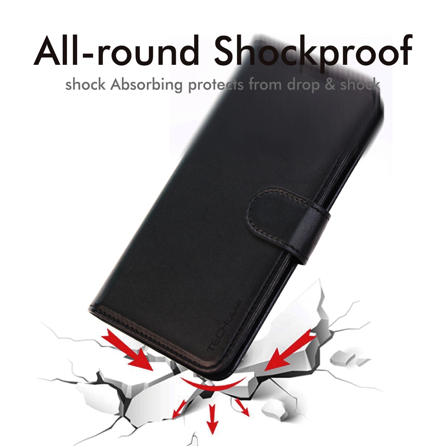 TECHGEAR Wallet Case for Samsung Galaxy A26 5G | RFID Blocking Leather Flip Cover with Card Holder, Stand, Magnetic Closure & Wrist Strap