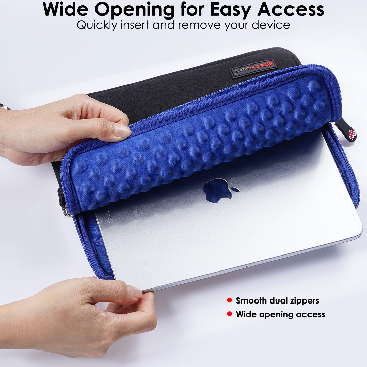 TECHGEAR Tablet Sleeve Case 7–13 Inch - Shockproof Neoprene Pouch with Bubble Protection, Zip Pocket, Slim Protective iPad Samsung Tablet Laptop Sleeve