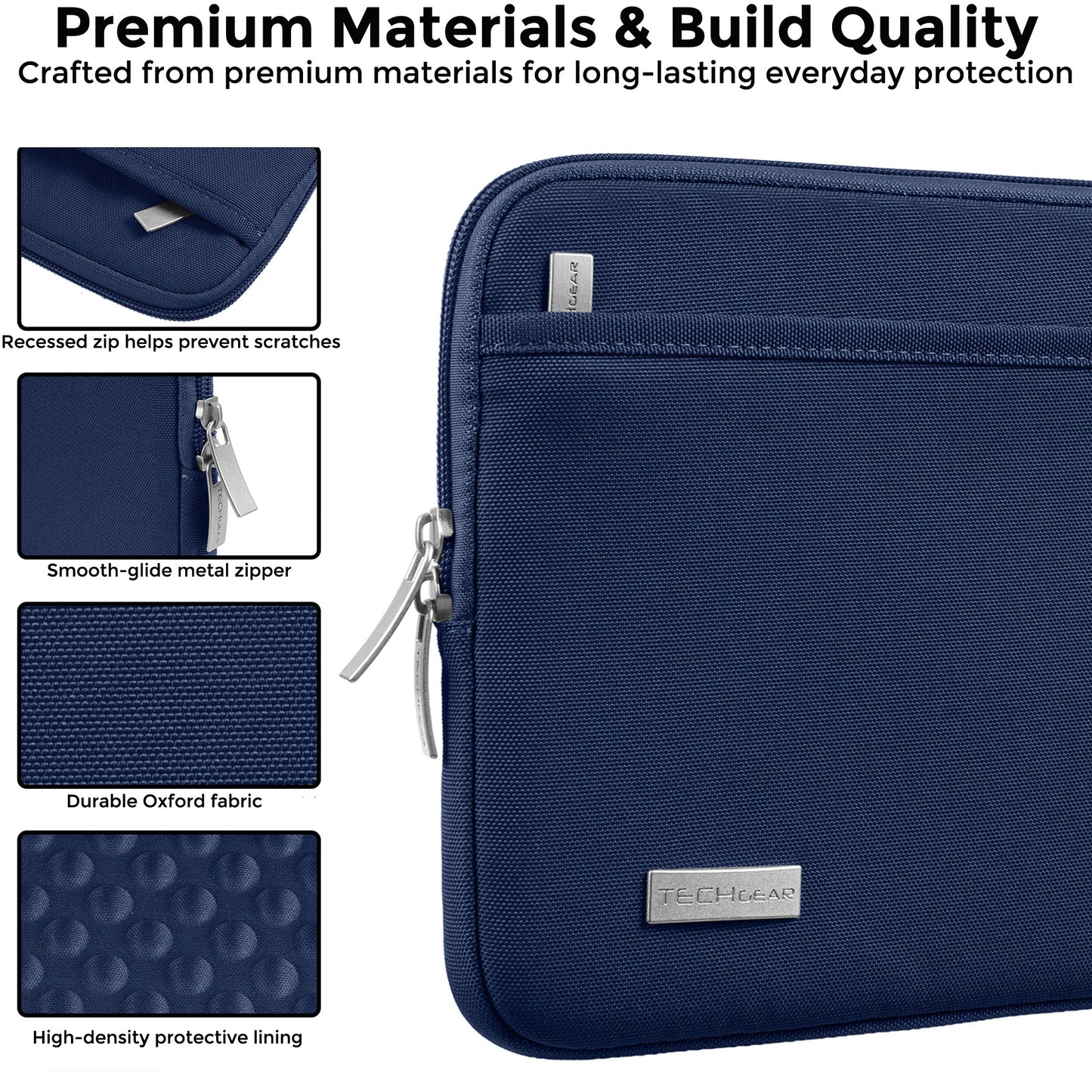 TECHGEAR AirShock Universal Tablet Sleeve | Shockproof Protective Sleeve Case for 7-13 Inch Tablets | Water-Resistant Oxford Fabric with Front Storage Pocket
