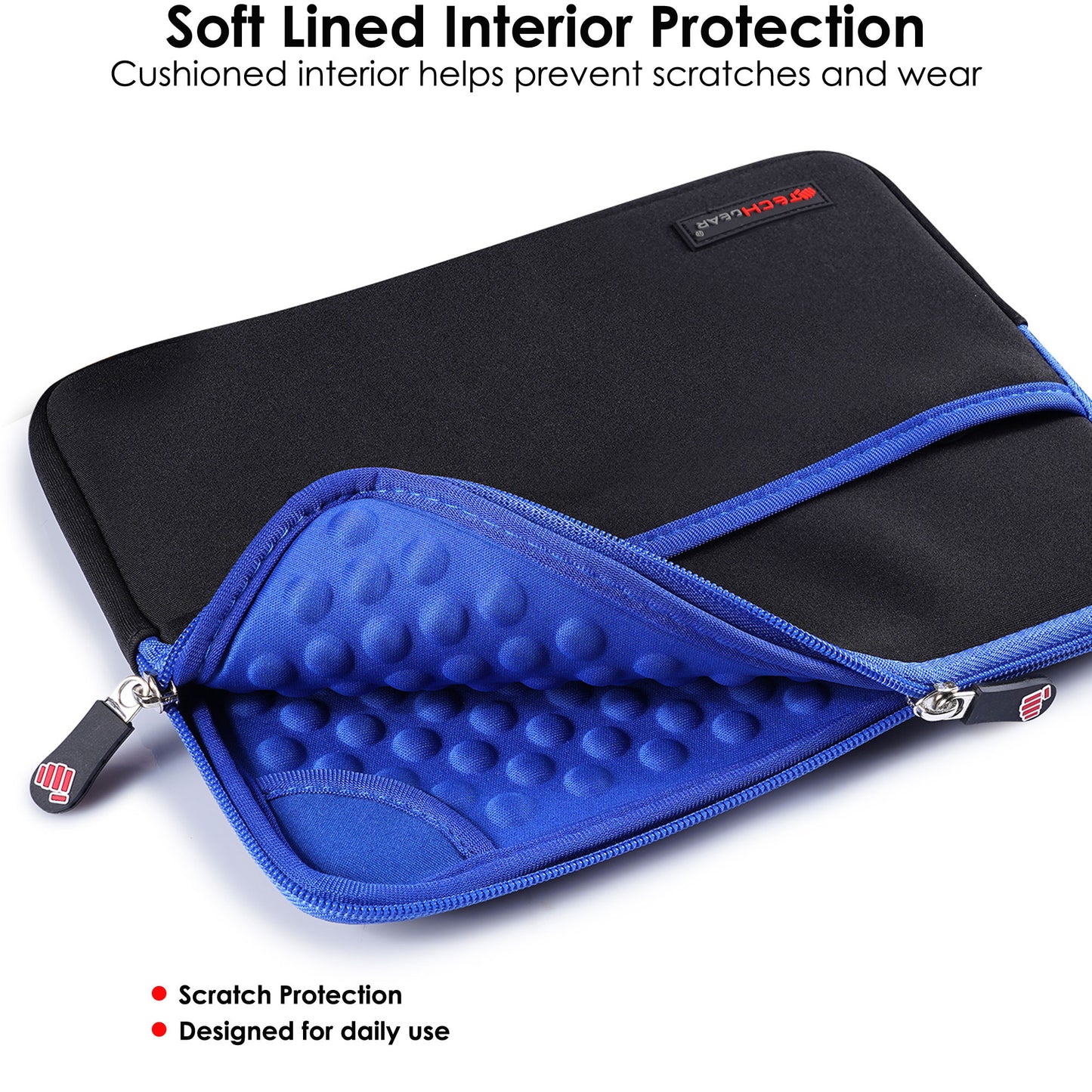 TECHGEAR Tablet Sleeve Case 7–13 Inch - Shockproof Neoprene Pouch with Bubble Protection, Zip Pocket, Slim Protective iPad Samsung Tablet Laptop Sleeve