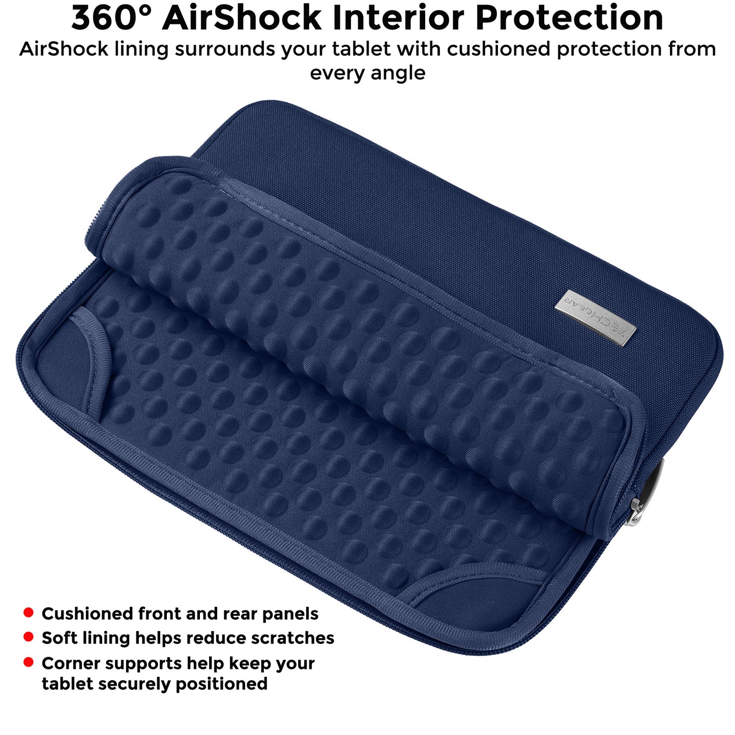 TECHGEAR AirShock Universal Tablet Sleeve | Shockproof Protective Sleeve Case for 7-13 Inch Tablets | Water-Resistant Oxford Fabric with Front Storage Pocket