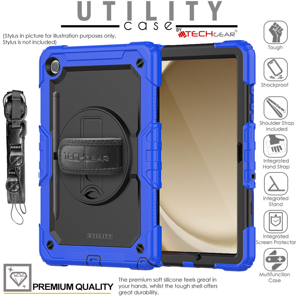 TECHGEAR Utility Case for Samsung Galaxy Tab A11+ (A11 Plus) 11" (SM-X230 / SM-X236) – Full Body Rugged Case with Stand, Hand Strap & Shoulder Strap