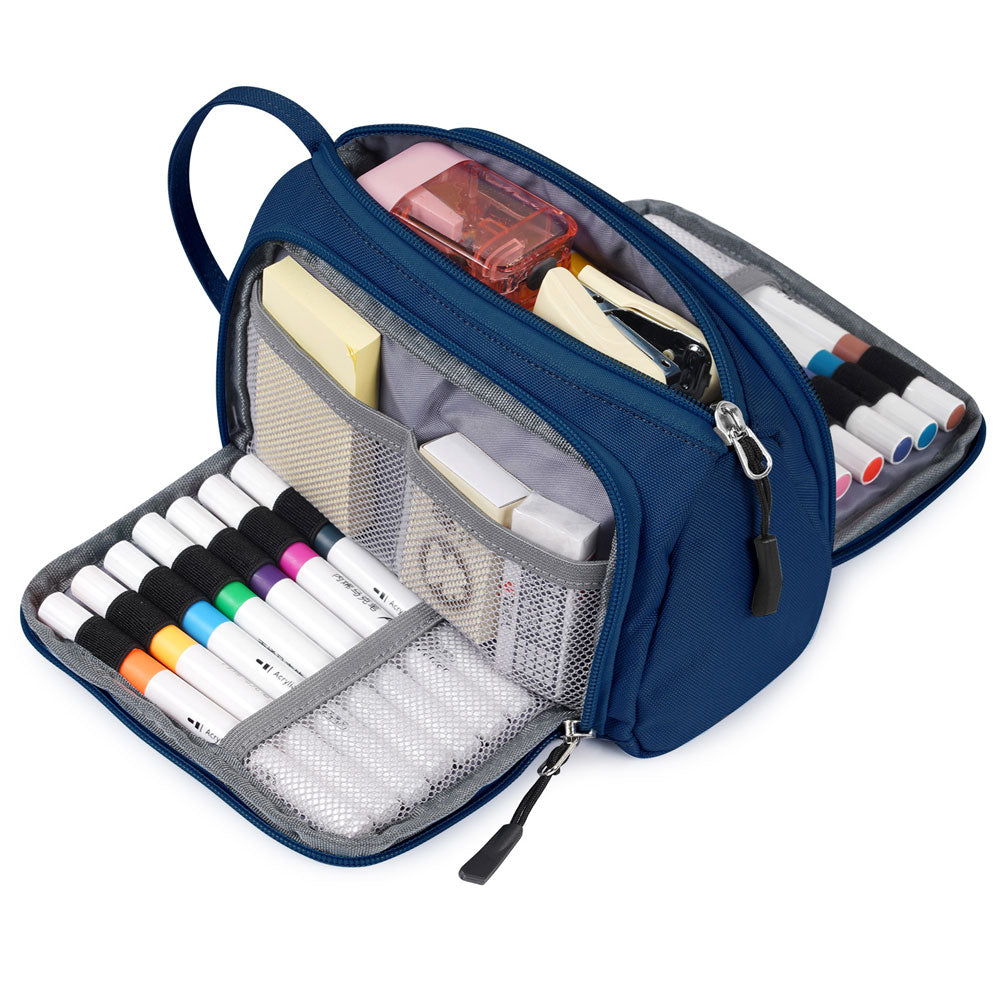 SharkByte Large Pencil Case Organiser - Big Capacity Stationery Storage Pouch with Compartments for School, College, Study, Office, Travel & Everyday Organisation