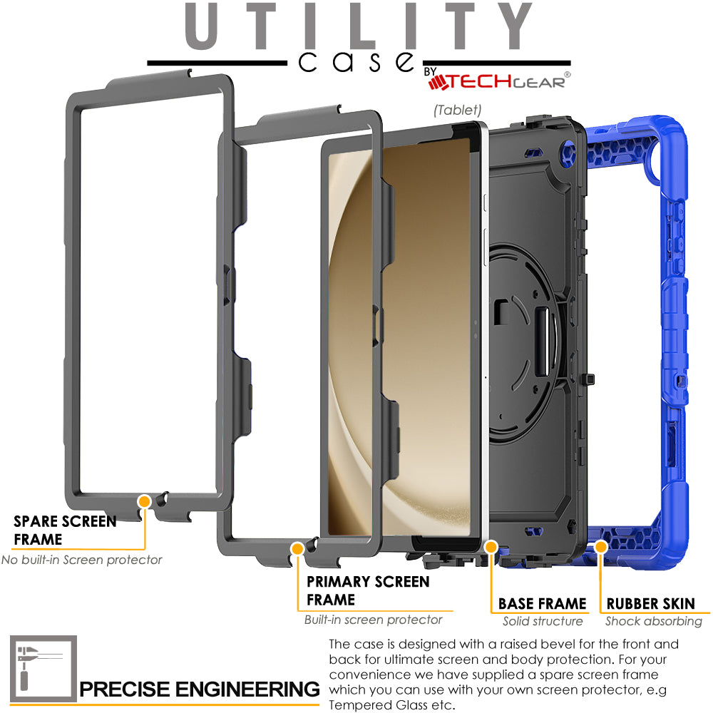 TECHGEAR Utility Case for Samsung Galaxy Tab A11+ (A11 Plus) 11" (SM-X230 / SM-X236) – Full Body Rugged Case with Stand, Hand Strap & Shoulder Strap