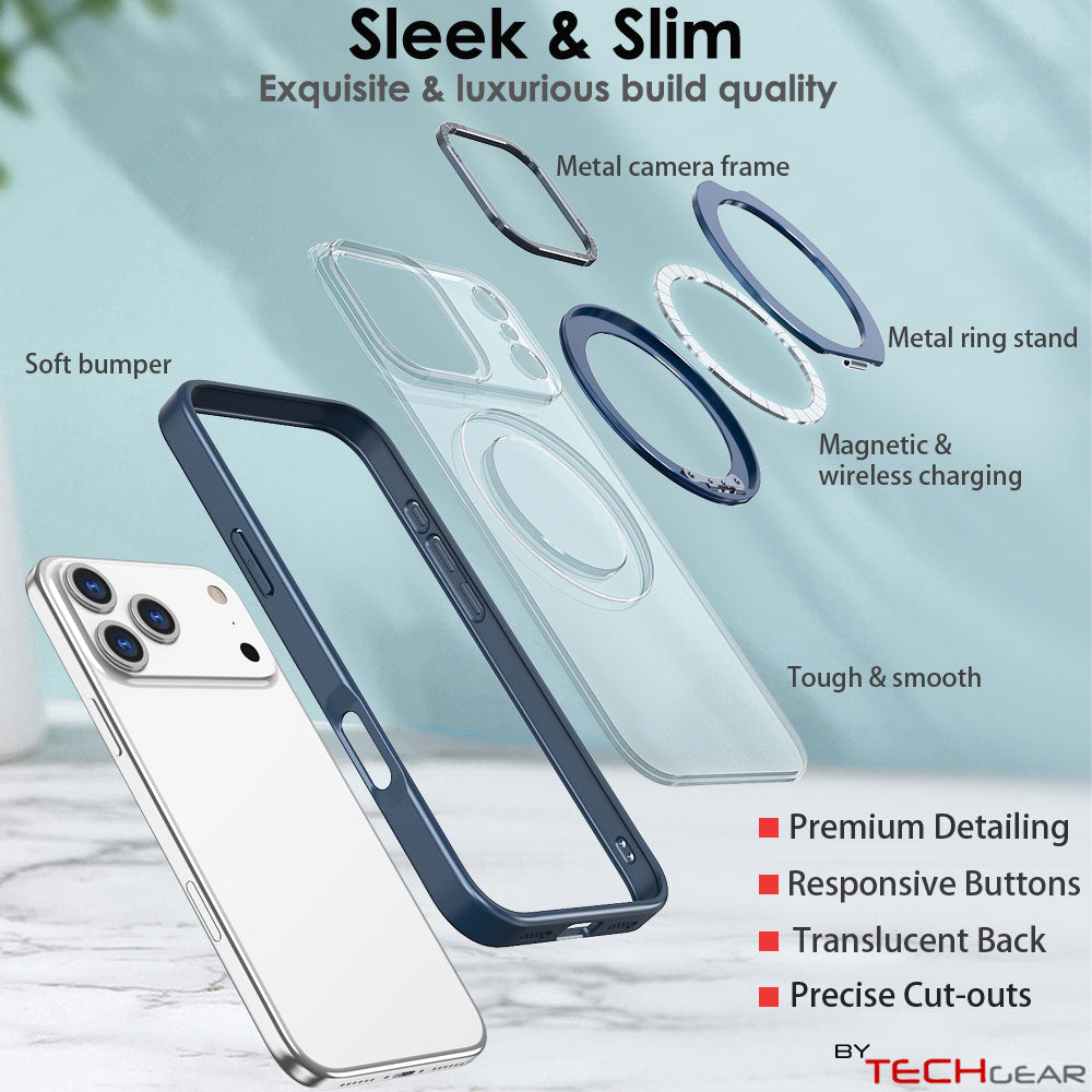 [Magnetic Ring Kickstand] For Apple iPhone 17 Pro Max, Slim, Tough Shockproof Armour, MagSafe Compatible Case with Stand